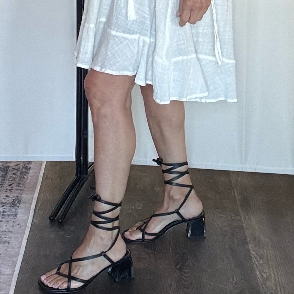 Stylish Black Deltan lace up sandals